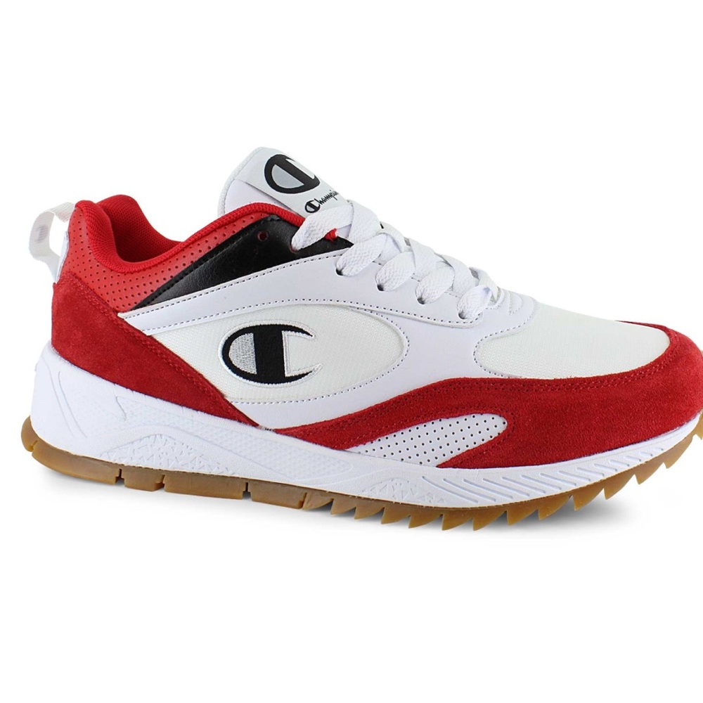 Champion Kids White and Red Low-Top Sneakers